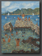 Antibes. Baignade parmi les Ruines 80x60cm